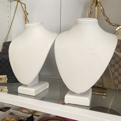 White Leather Necklace Display Stand Jewelry 2