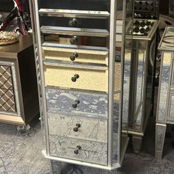 All Mirrored Jewelry Armoire (7 Drawers)