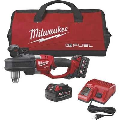 Milwaukee M18 FUEL Li-Ion Cordless Hole Hawg Right Angle Drill Kit— 1/2in. Chuck, 1200 RPM, Model# 2707-22