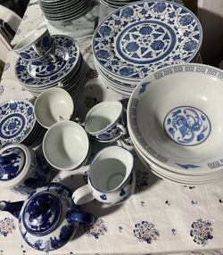 Blue And White Service For 8