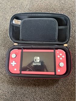 Nintendo Switch Lite Coral Pink + Carrying Case - Mint Condition