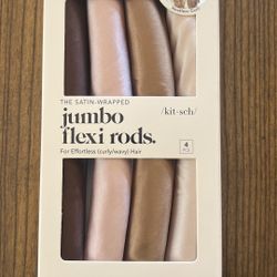 Kitsch Satin Curling Rod, Jumbo, Heatless, Overnight Use, Rosewood, 4 Pieces