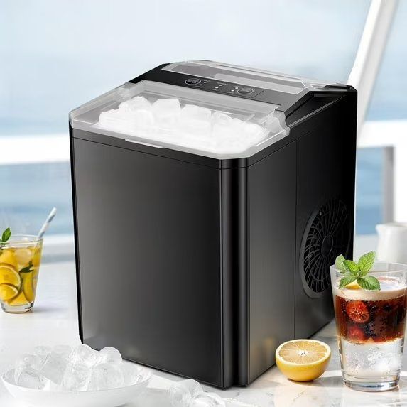 Countertop Ice MakerSelf-Cleaning, 9 Cubes in 6 Mins, 26 lbs/24Hrs, 2 Sizes of Bullet Ice