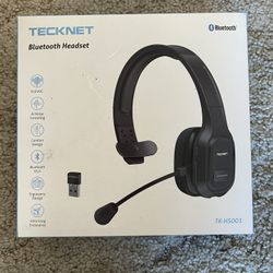 TECKNET Trucker Bluetooth Headset with Microphone Noise Canceling Wireless On Ear Headphones, Hands Free Wireless Headset for Cell Phone Computer Offi