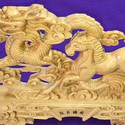 Decorative Feng Shui sculpture depicting a "Dragon Horse" (Longma), a mythical creature in Chinese culture symbolizing strength, success, and good for