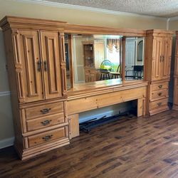 King Bed FRAME AND DRESSER W/MIRROR Plus 2 Additional Cabinets 