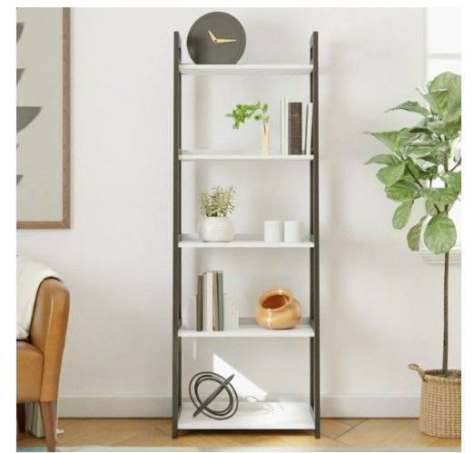 Mayview 5-Tier Ladder Bookcase, Black & White