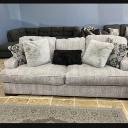 Brand New❇️ Mercado Pewter Upholstery Sofa Loveseat ✅ Delivery Available👍 2 Pc Living Room Set 