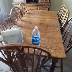 Soild Wood Kitchen Table And Cabinet