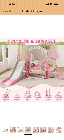 Toddler Slide and Swing Set, Kids Slide for Toddlers Age 1+, Toddler Outdoor/ Indoor