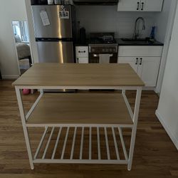 Kitchen Island 3 Shelves 39.4 Inches In Oak 