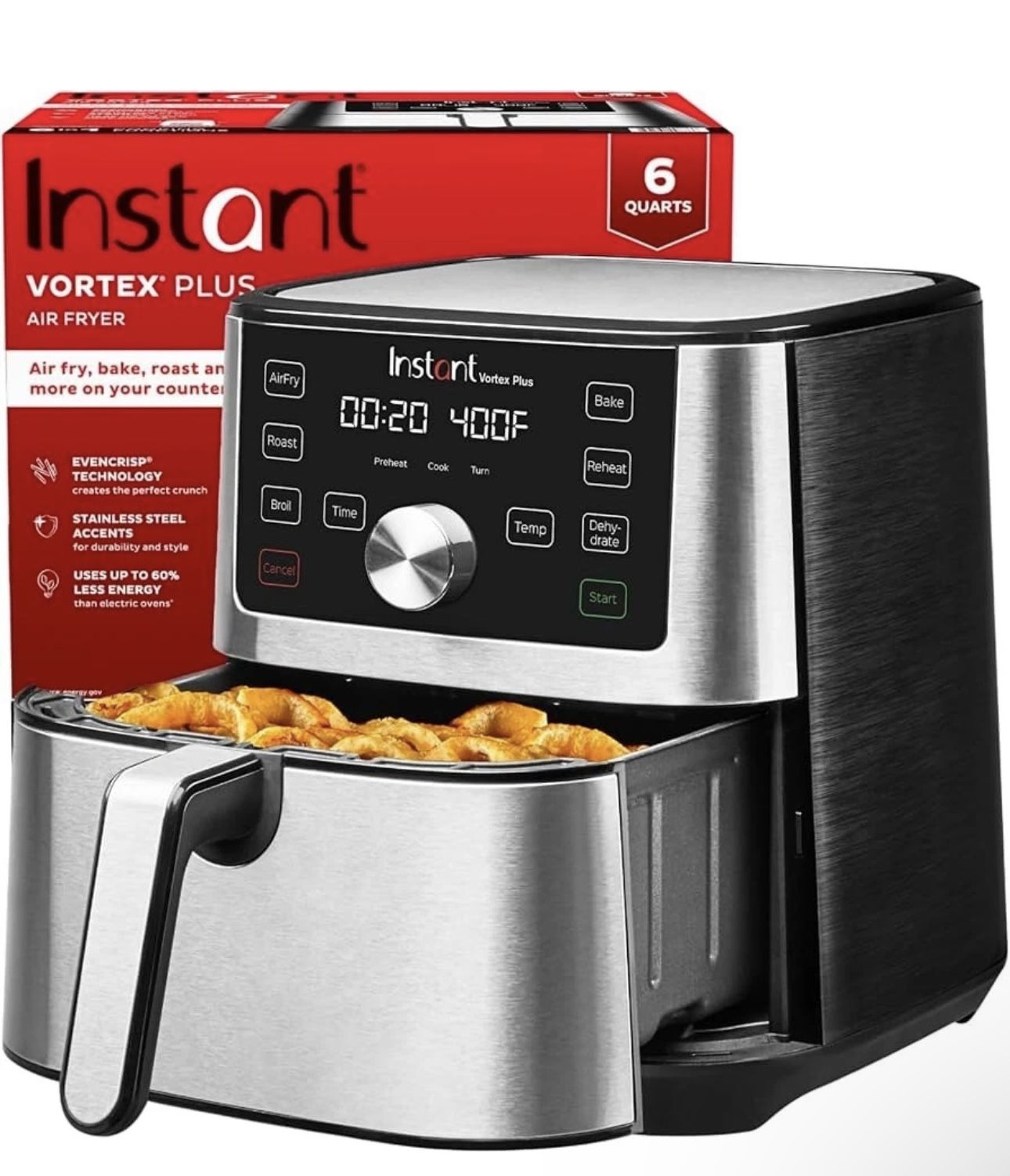 Instant Pot Vortex Plus 6QT XL Air Fryer, 6-in-1, Broils, Dehydrates, Crisps Open box item appears new! The Instant Pot Vortex Plus 6QT XL Air Fryer