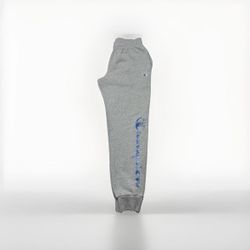 Champion Men’s Gray Joggers Blue Script Logo Down Leg Sweatpants Jogger Pants