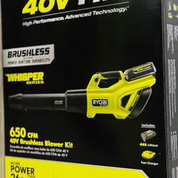 RYOBI 40V HP Brushless Whisper Series 160 MPH 650 CFM Cordless Battery Leaf Blower with 4.0 Ah Battery and Charger