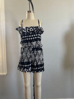 Audrey Romper Geometric Print Off Shoulder Size Small