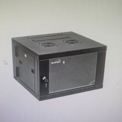 NavePoint 6U Server Cabinet with Hinged Back - 25.5' Deep, 6U Server Rack Enclosure with Locking Glass Door