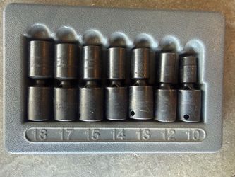 7 pc 3/8" Drive 6-Point Metric Flank Drive® Semi-Deep Swivel Impact Socket Set (10, 12–15, 17 and 18 mm)
