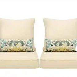 Aoodor 23 in. W x 25.6 in. D Outdoor Lounge Chair Seat/Back Cushion with Piping (Set of 2)