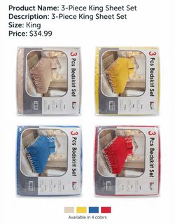 3-Piece King Sheet Set Size: King Price: $34.99  each