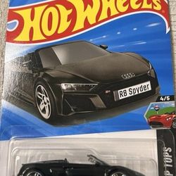 New Hot Wheel Case F 2026 Drop Tops 4/5 2019 Audi R8 Spyder BlackThe product is a new Hot Wheels case featuring a 2019 Audi R8 Spyder in black color. 