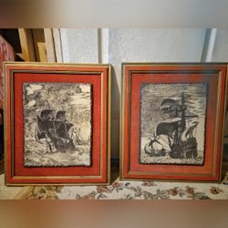 Vintage Scrimshaw Nautical Ship Art 