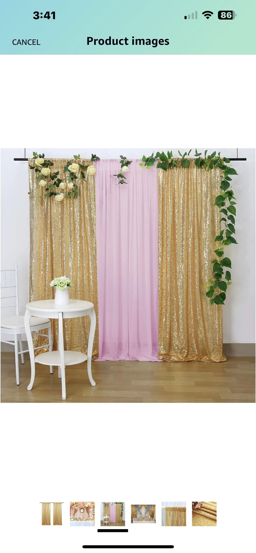 Gold Panel Backdrop Curtains