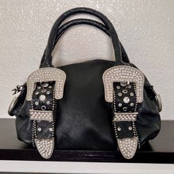 Charm & Luck by Jenny Syquia Handbag - Black w/ Rhinestones