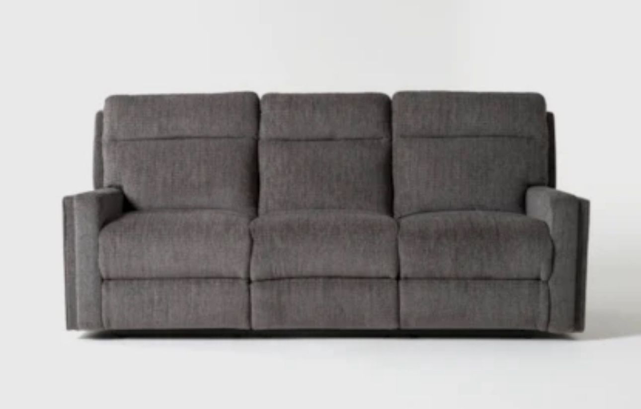 Hewitt Grey 85" Power Reclining Sofa with USB.