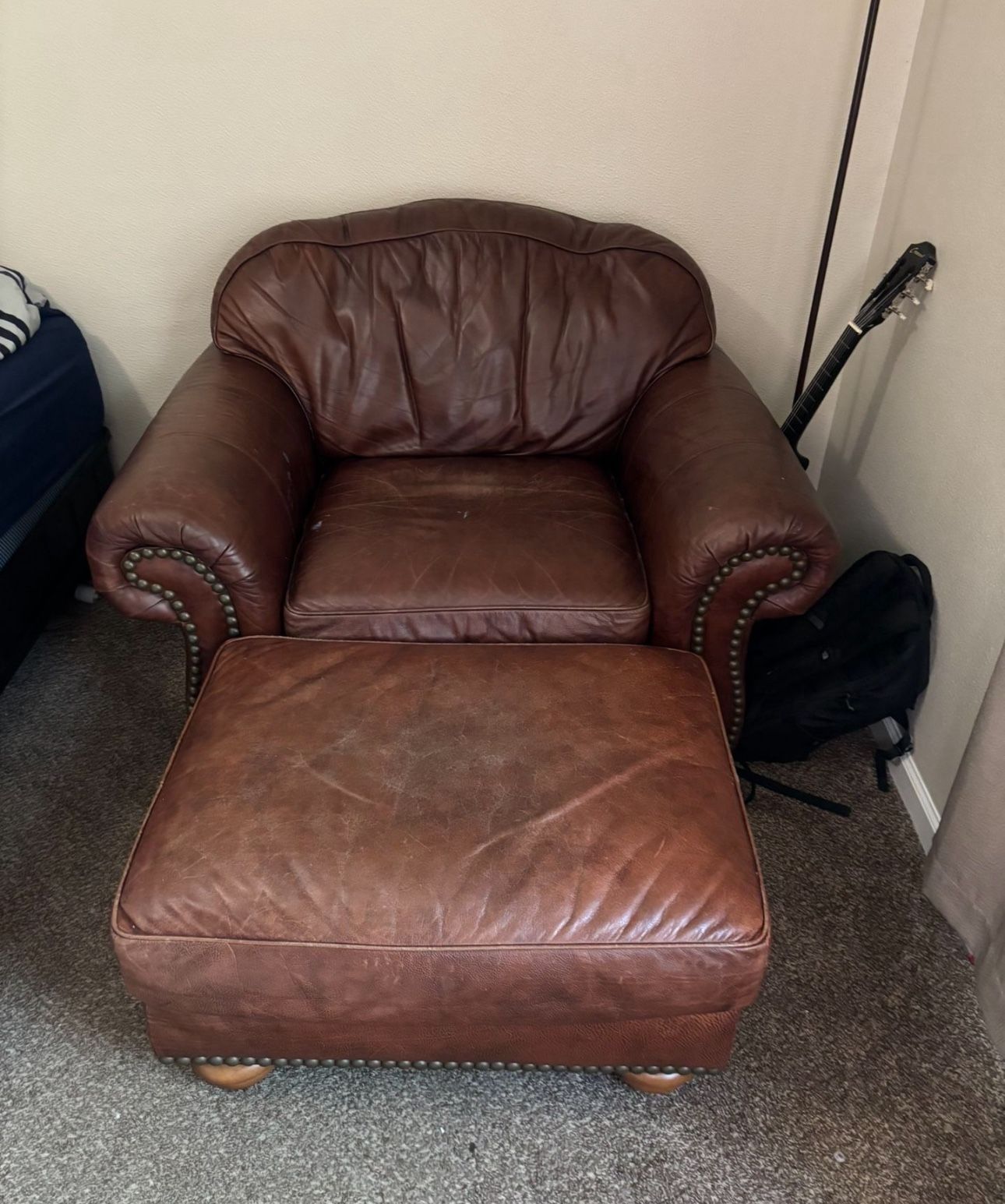 Leather Chair And Ottoman 