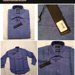 Viyella London Steel Blue L/S Contemporary Fit Cotton Long Sleeve casual dress button down Shirt 