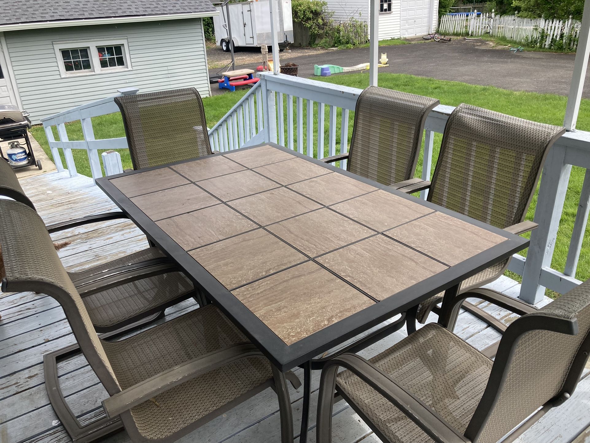 Outdoor Table And 6 Chairs. Umbrella Included for Sale in Evesham, NJ