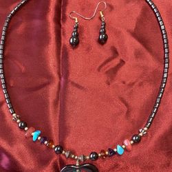 Hematite Collar Necklace & Earrings