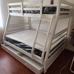 Twinfull White Bunk.bed W Ortho