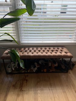 Ottoman / Bench - Brown Faux Leather