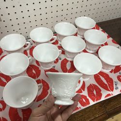 🤍🫖Harvest Milk Glass Vintage 12 pcs🫖🤍