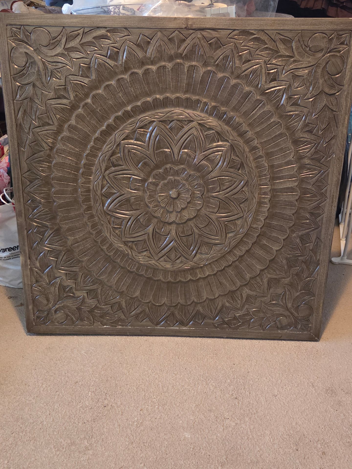 Large Wall Rustic Wood Carving Decor