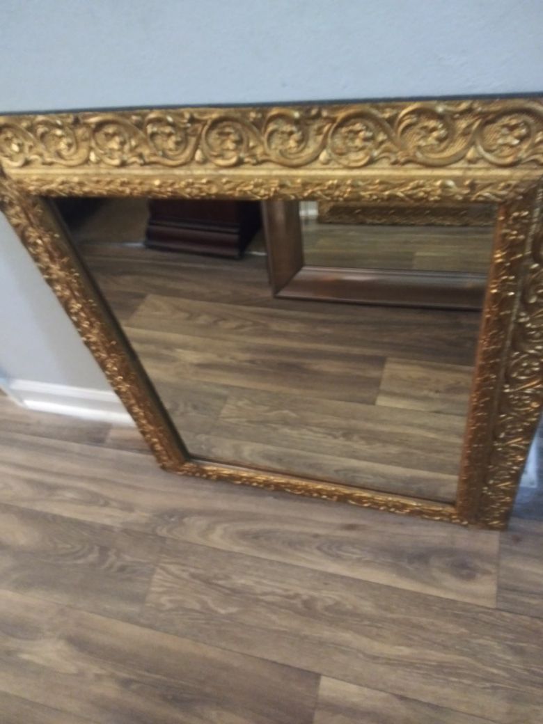 Antique Mirror w\Gold Trim