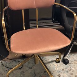 Pink And Gold Rolling Office Chair