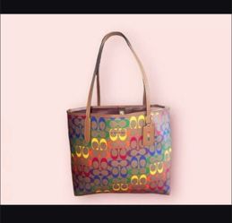 "Authentic Coach Rainbow Pride City Tote Bag C4181"