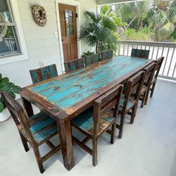 Custom Coastal Farmhouse Dining Table Set – Seats 10 -made to order- prices vary