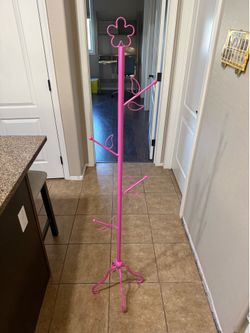 Metal pink coat rack
