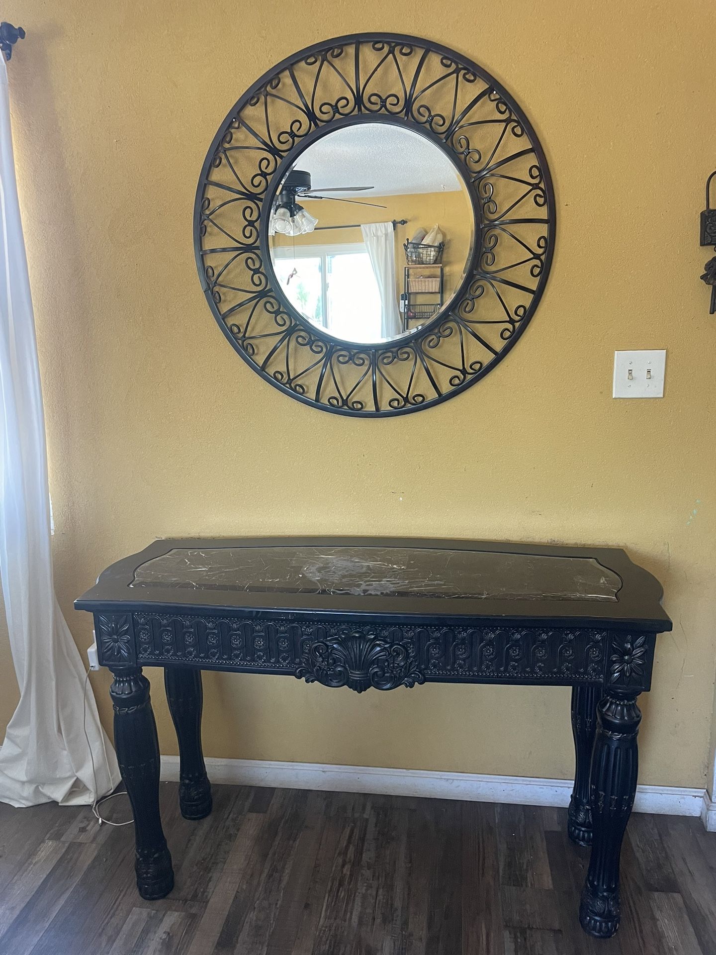 Black Entry Table Mirror