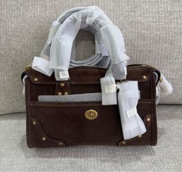 Coach Rhyder 24 Brown suede Satchel Bag