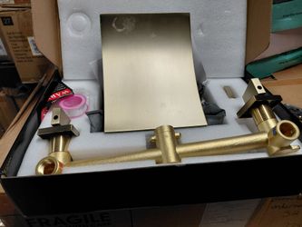 Sumerain wall mount waterfall style bathroom faucet with valve in brushed gold