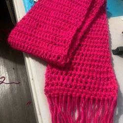 Beautiful Crochet Scarf , Hot Pink 6x54  Perfect Gift for 