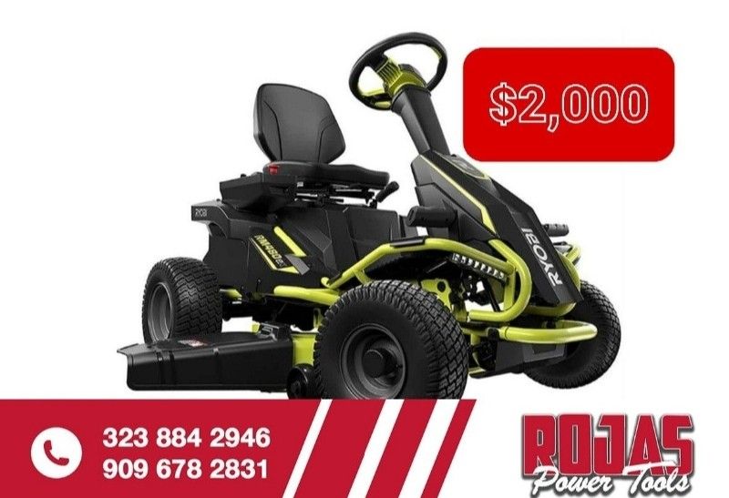 Ryobi 48V Brushless 38in 100 Ah Battery Electric Rear Engine Riding Lawn Mower 