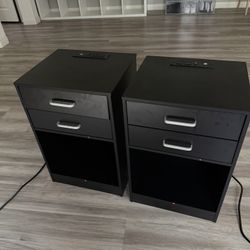 set of nightstands with plug in