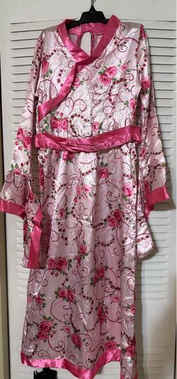 Rubie’s Girls Pink Floral Kimono Costume Dress Asian Princess Size Medium (8-10)