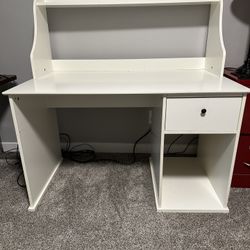 White IKEA Desk With Drawer. 