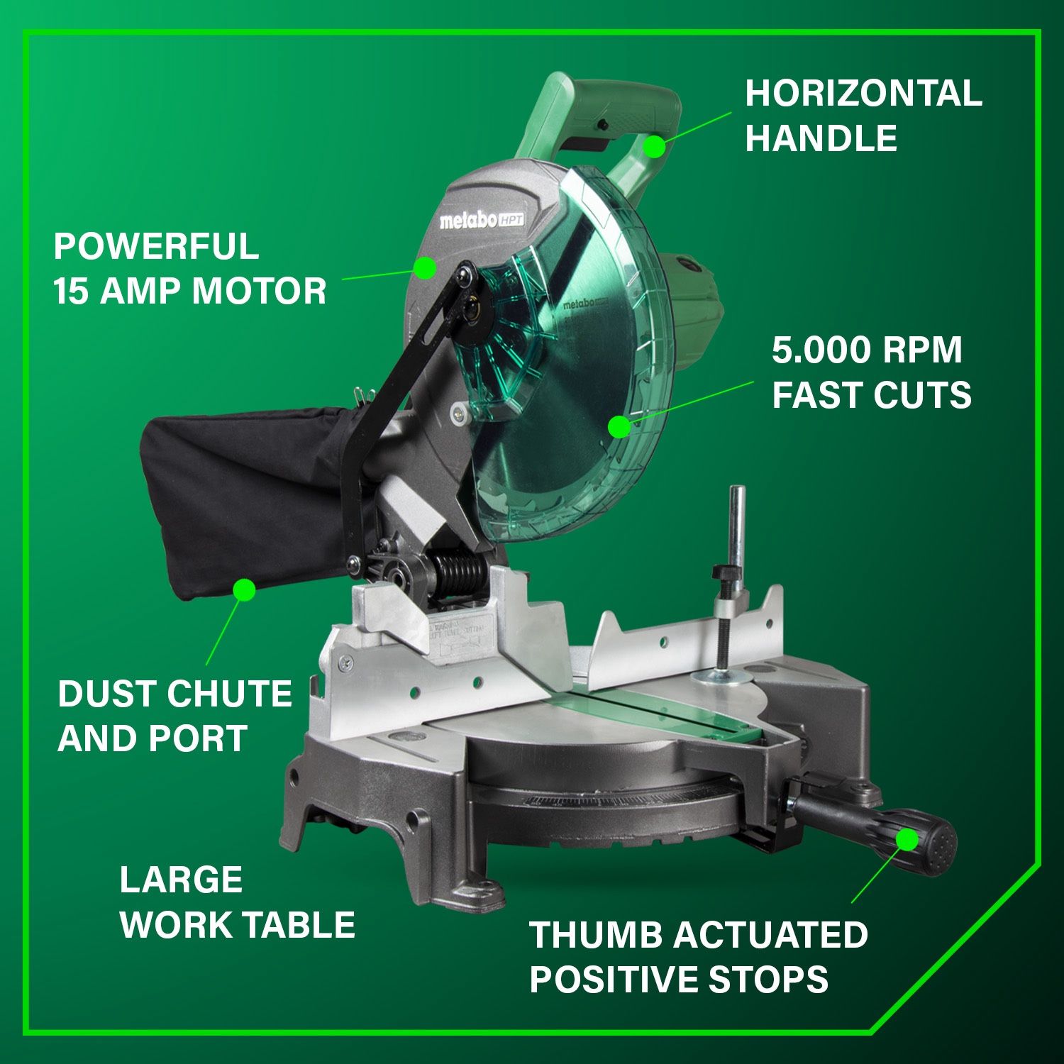 10 INCH COMPOUND MITER SAW | METABO HPT C10FCGS